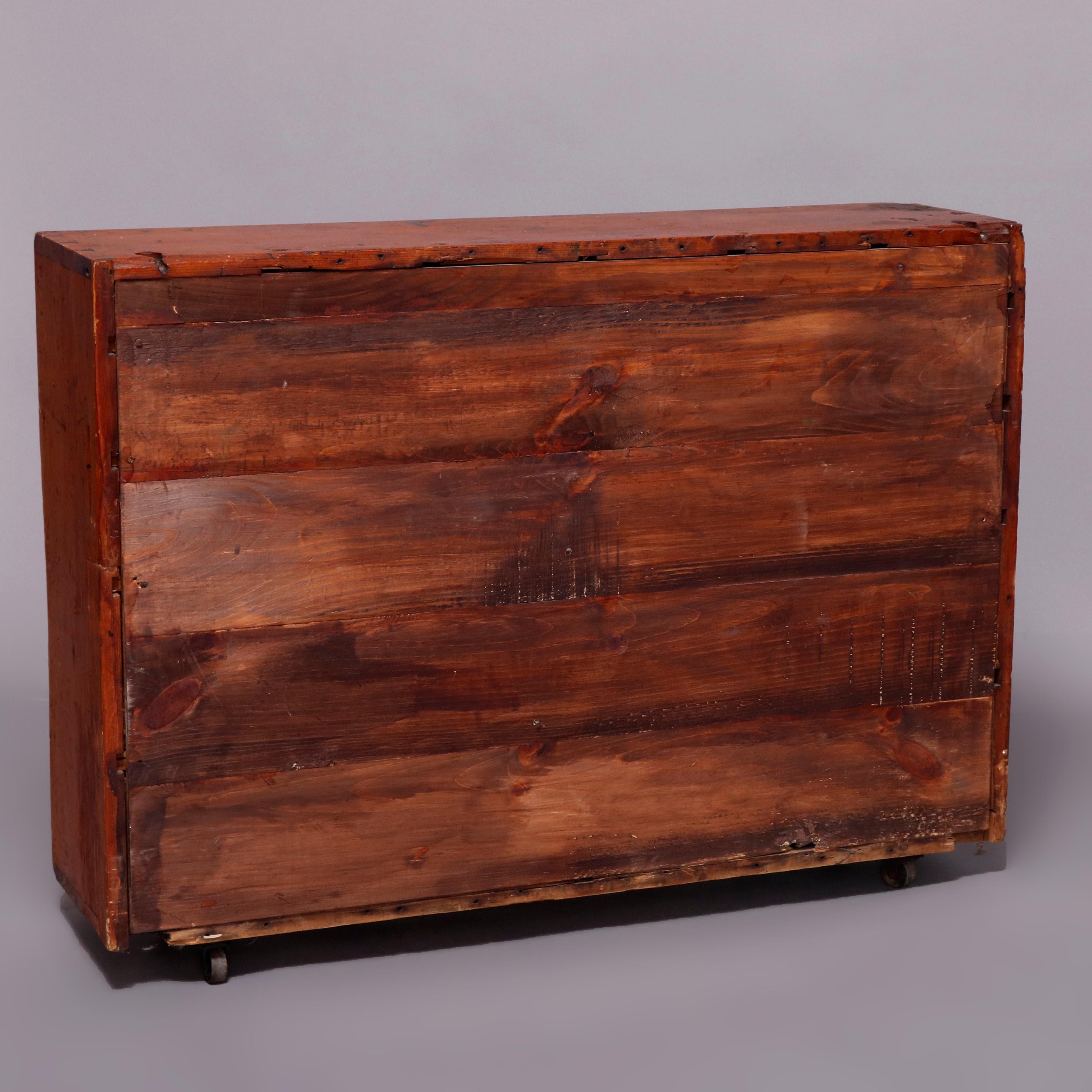 American Primitive Softwood Apothecary Cabinet with 20 Graduated Drawers, 19th Century