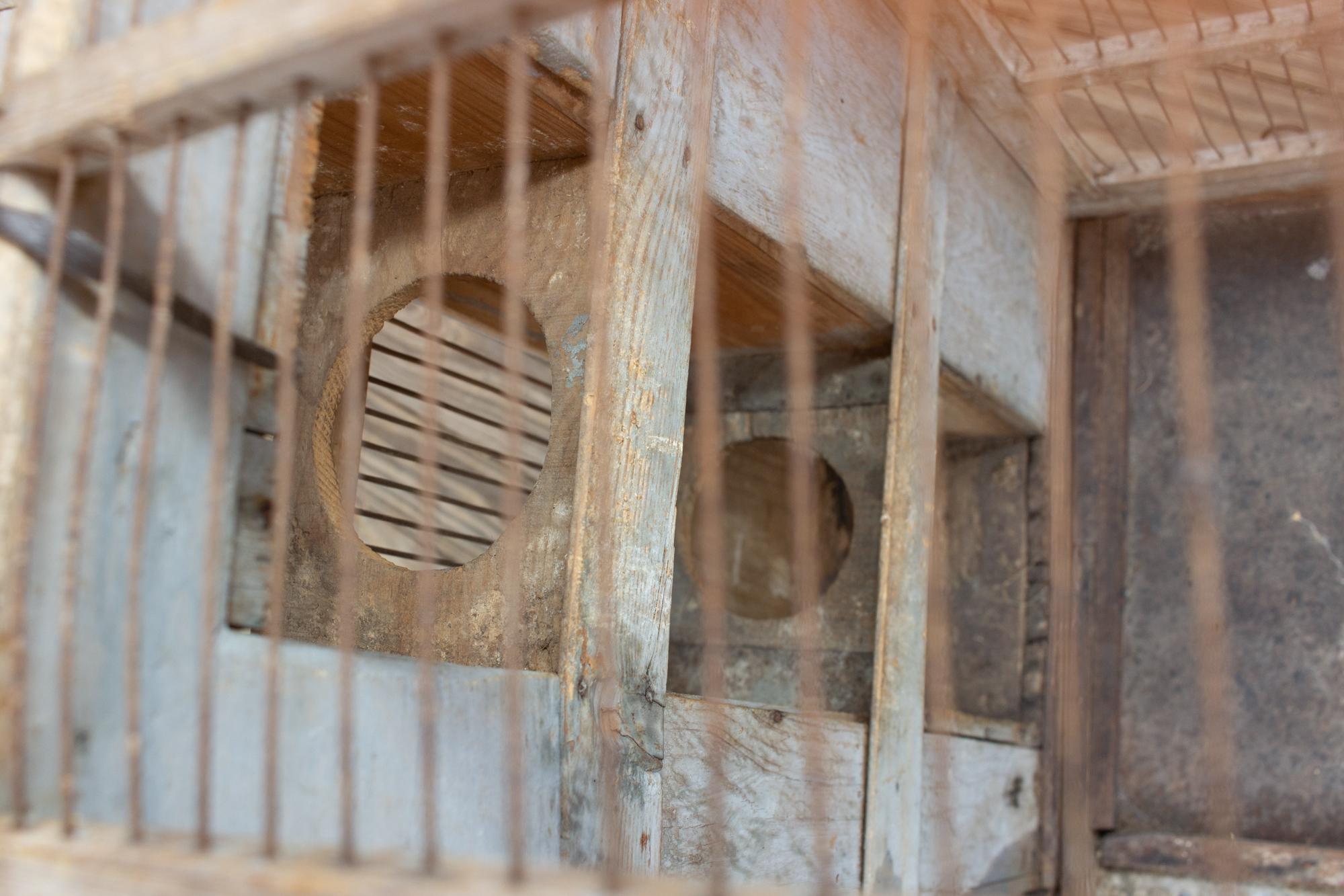 Antique Primitive Spanish Wood & Iron Bird Cage 4