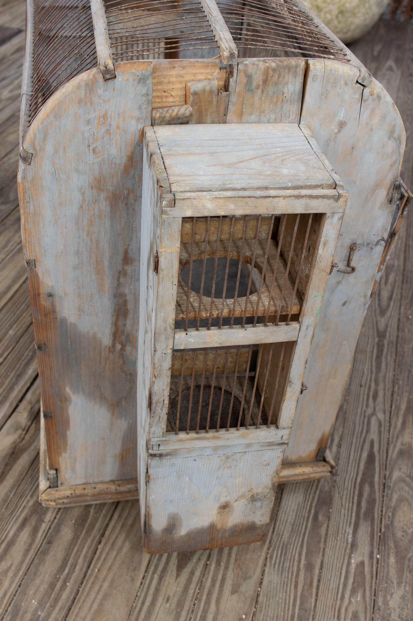Antique Primitive Spanish Wood & Iron Bird Cage 6