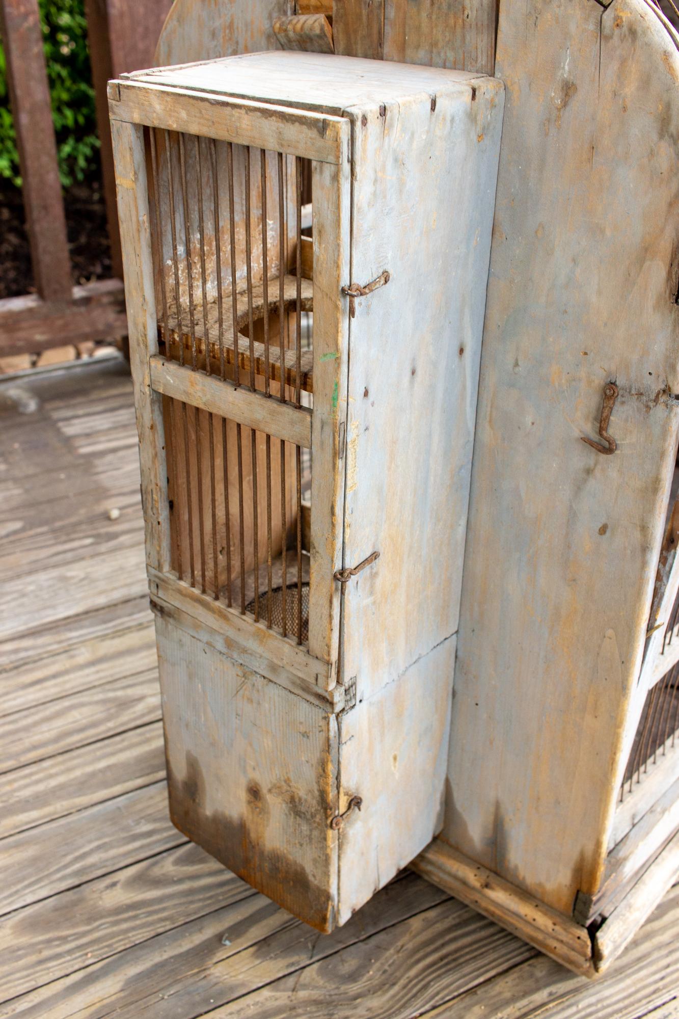 Antique Primitive Spanish Wood & Iron Bird Cage 8