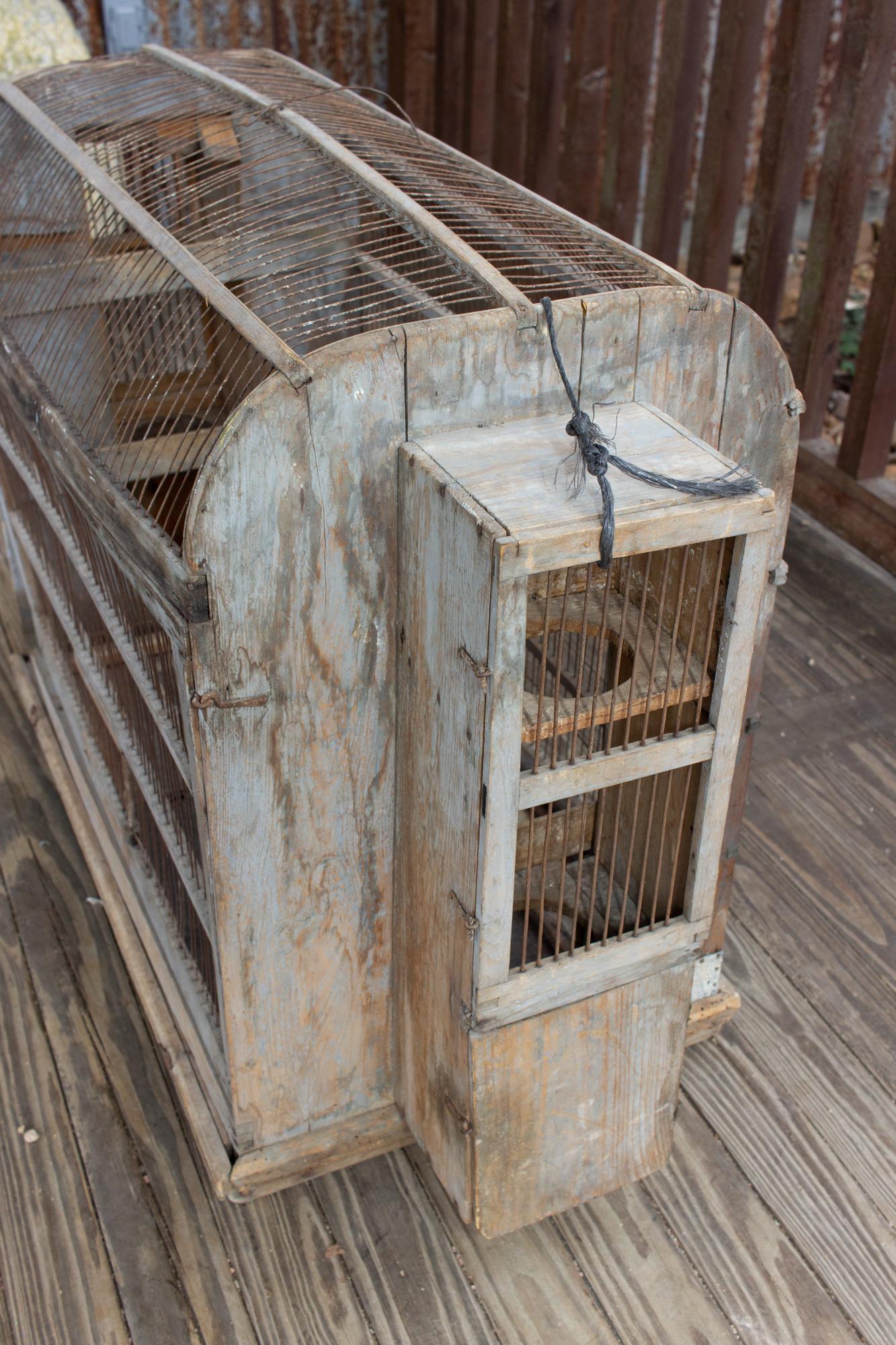 Metal Antique Primitive Spanish Wood & Iron Bird Cage