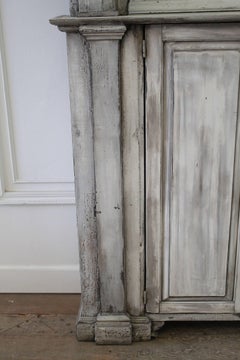 Antique Primitive Style 2 Part Display Cabinet