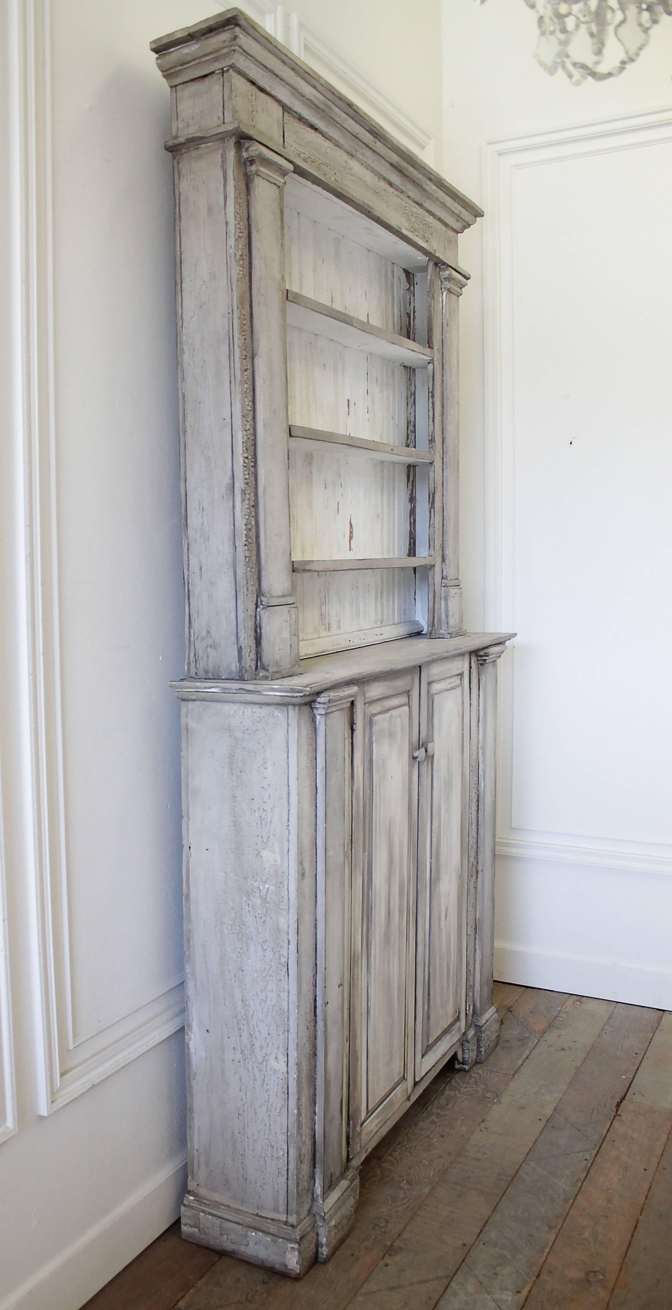 Antique Primitive Style 2 Part Display Cabinet For Sale 2
