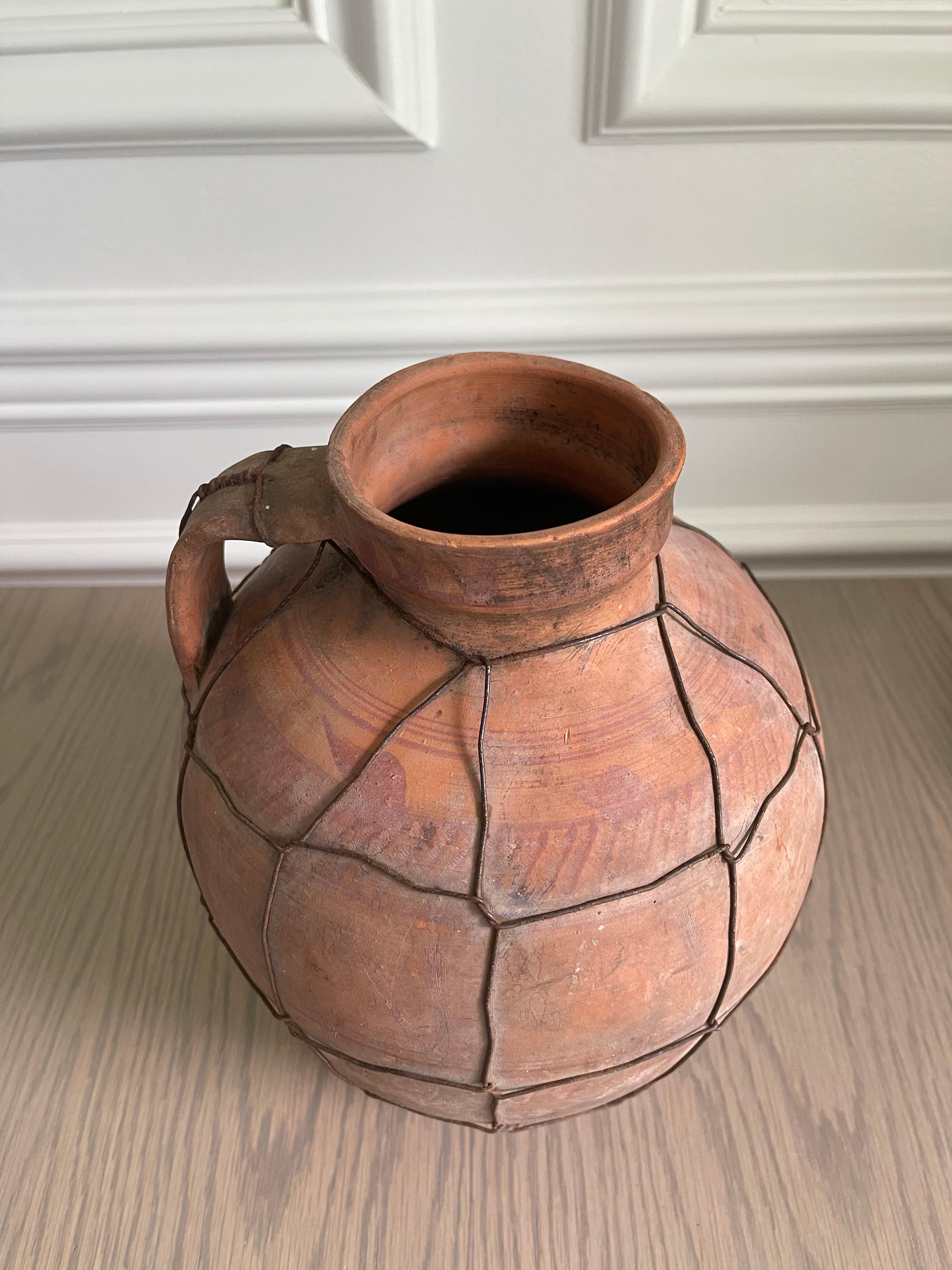 20th Century Antique Terracotta Vessel with Handle For Sale