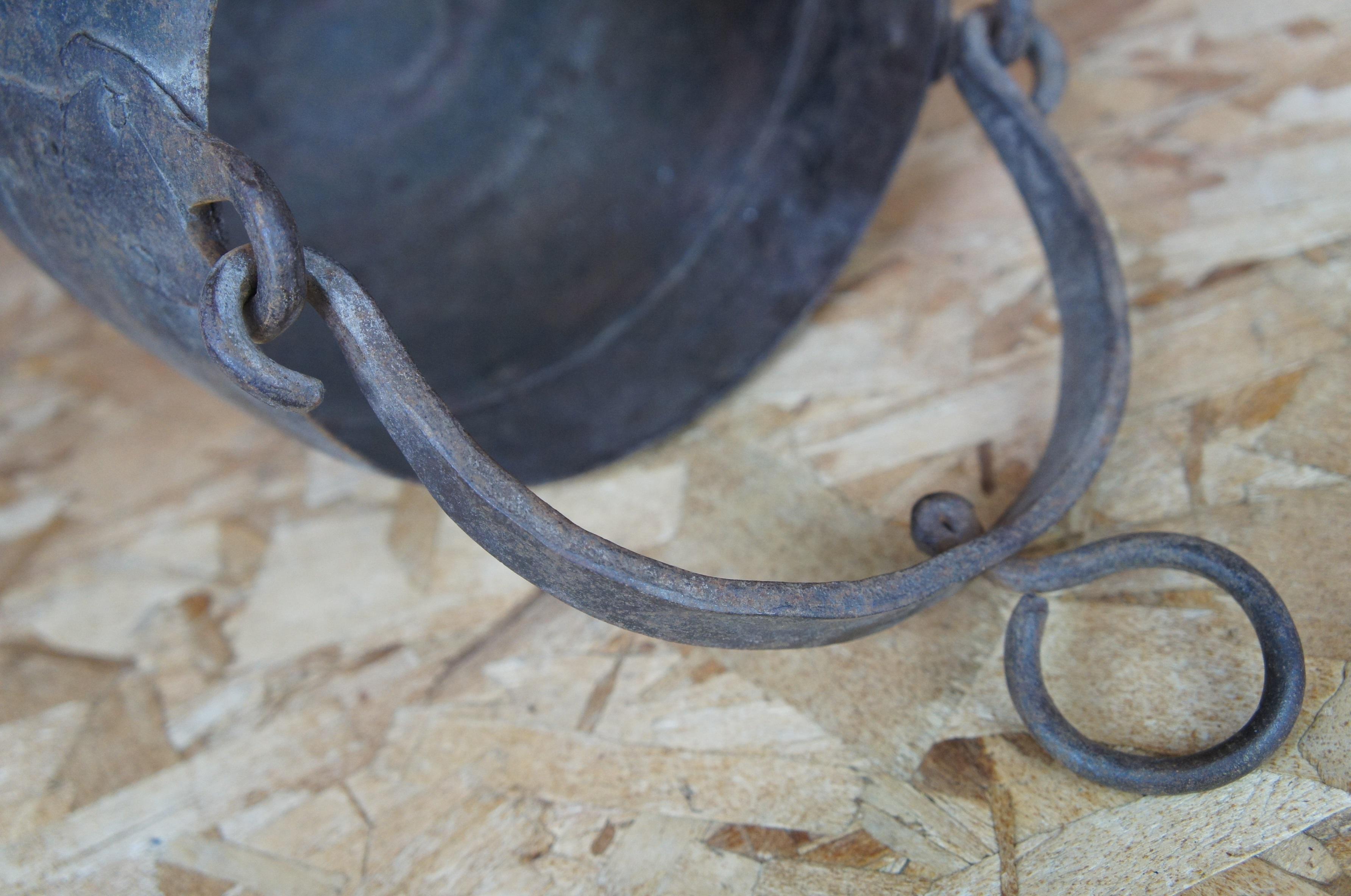 Antique Tibetan Hanging Cast Iron Cauldron Pot Hearthware Kettle 1