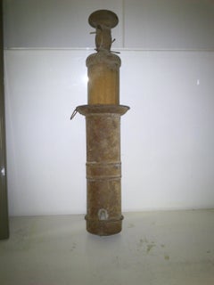 Antique Primitive Tin Tube Sausage Stuffer with Wooden Plunger