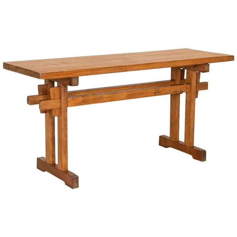 Antique Rustic Trestle Console Table at 1stDibs