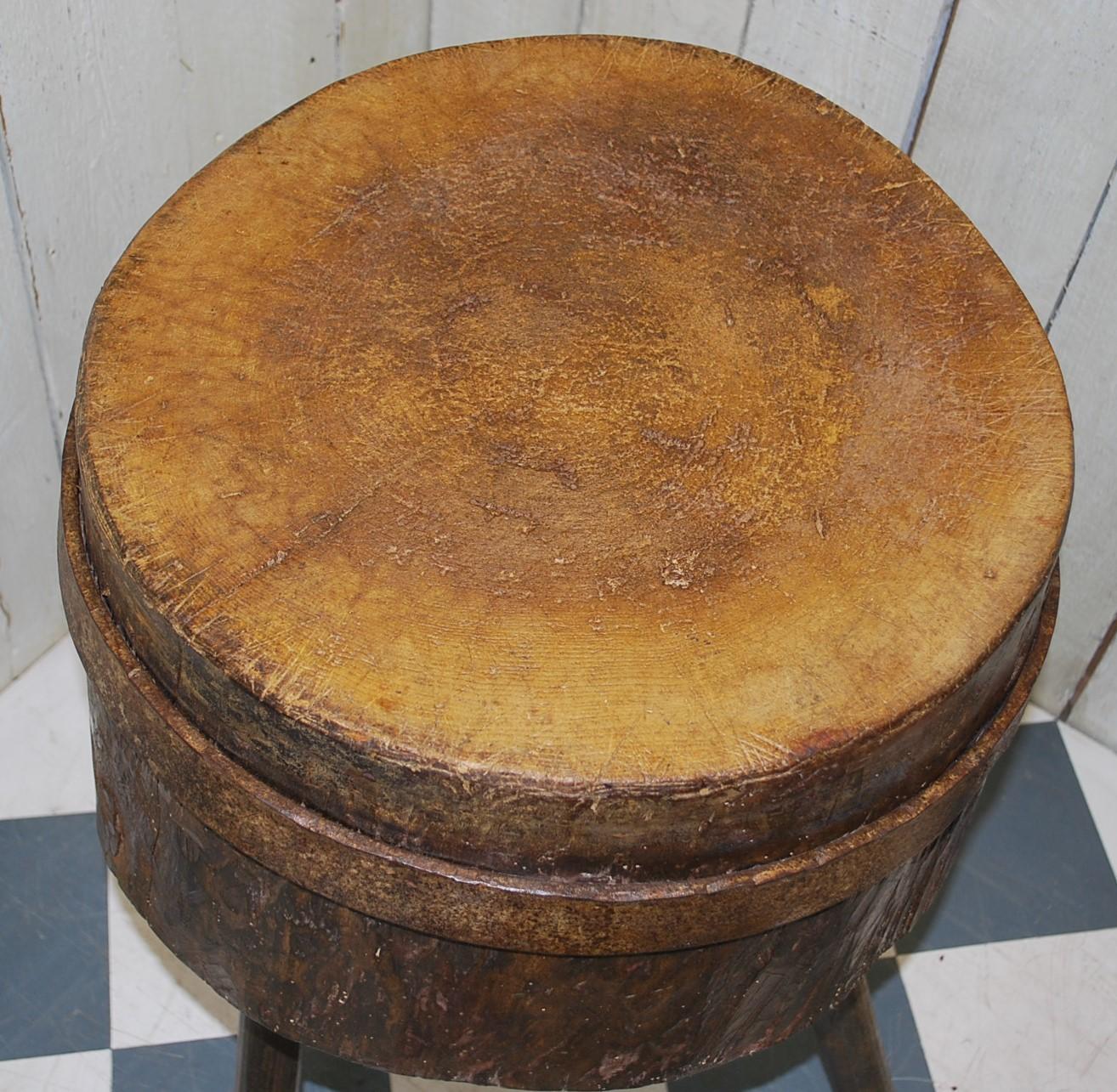 French Antique Primitive Tripod Chopping Block For Sale