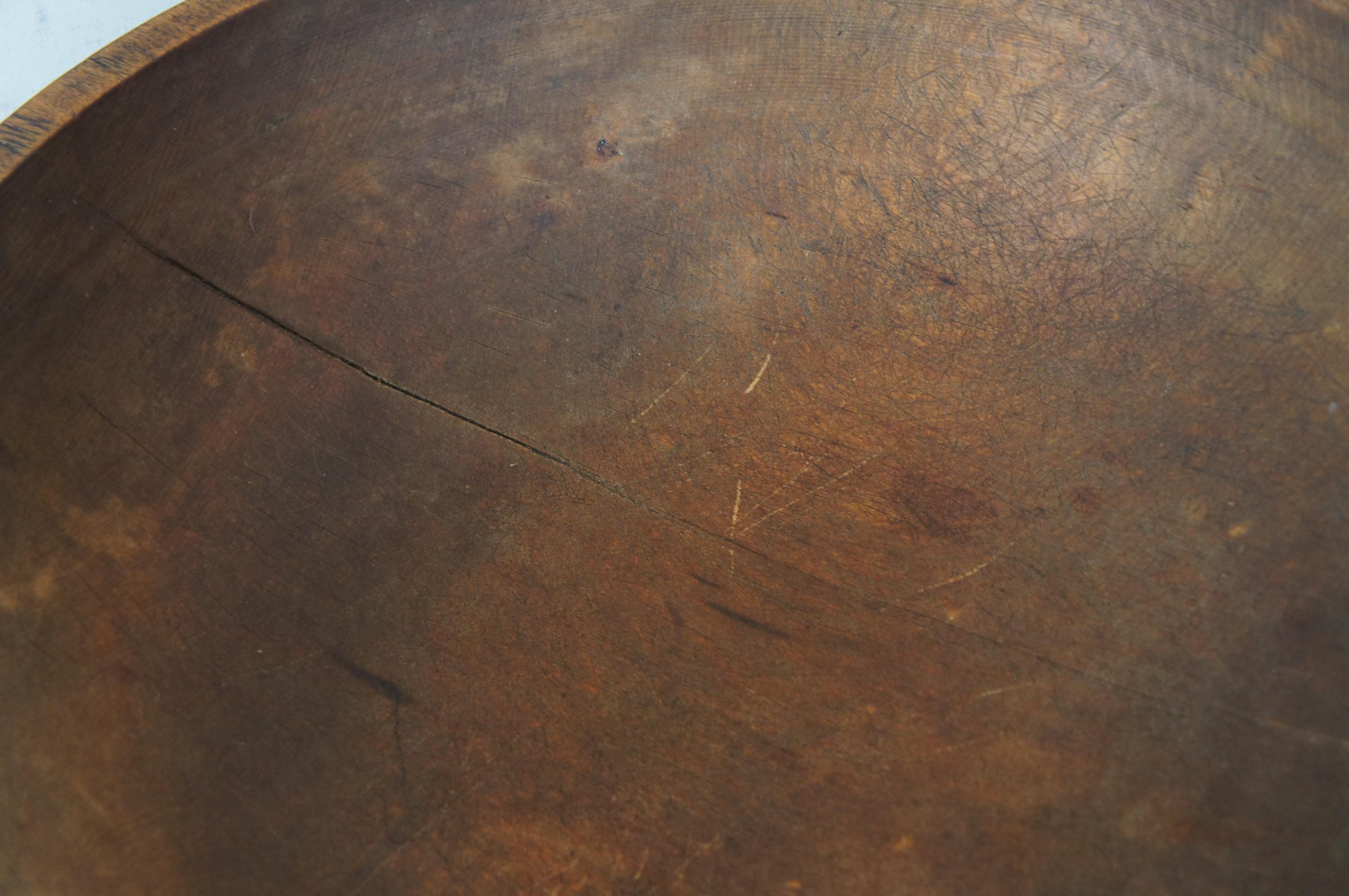 Rustic Antique Primitive Turned Maple Wood Dough Mixing Farmhouse Bowl 18