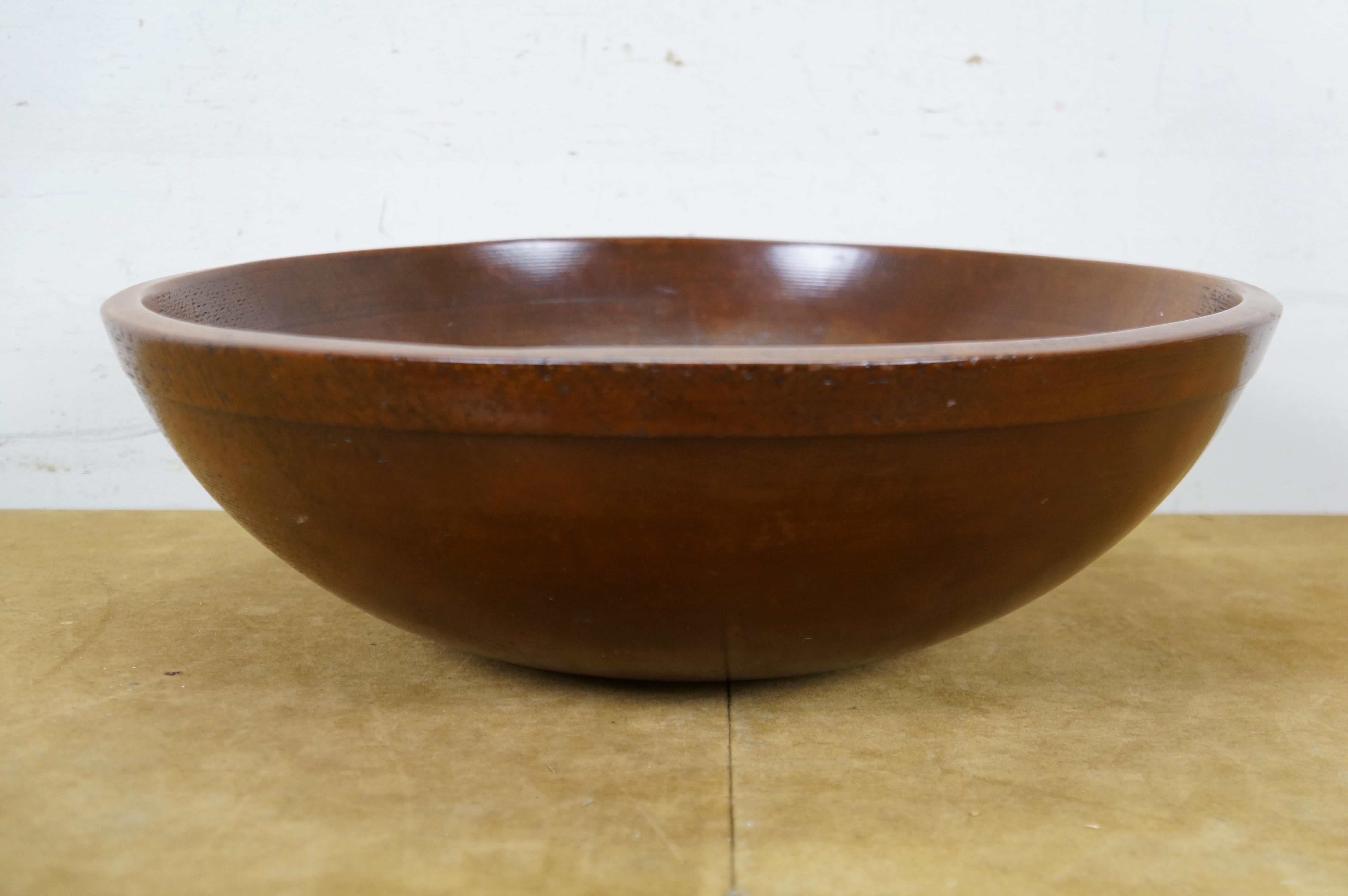 Antique Primitive Turned Maple Wood Farmhouse Dough Mixing Bowl 18