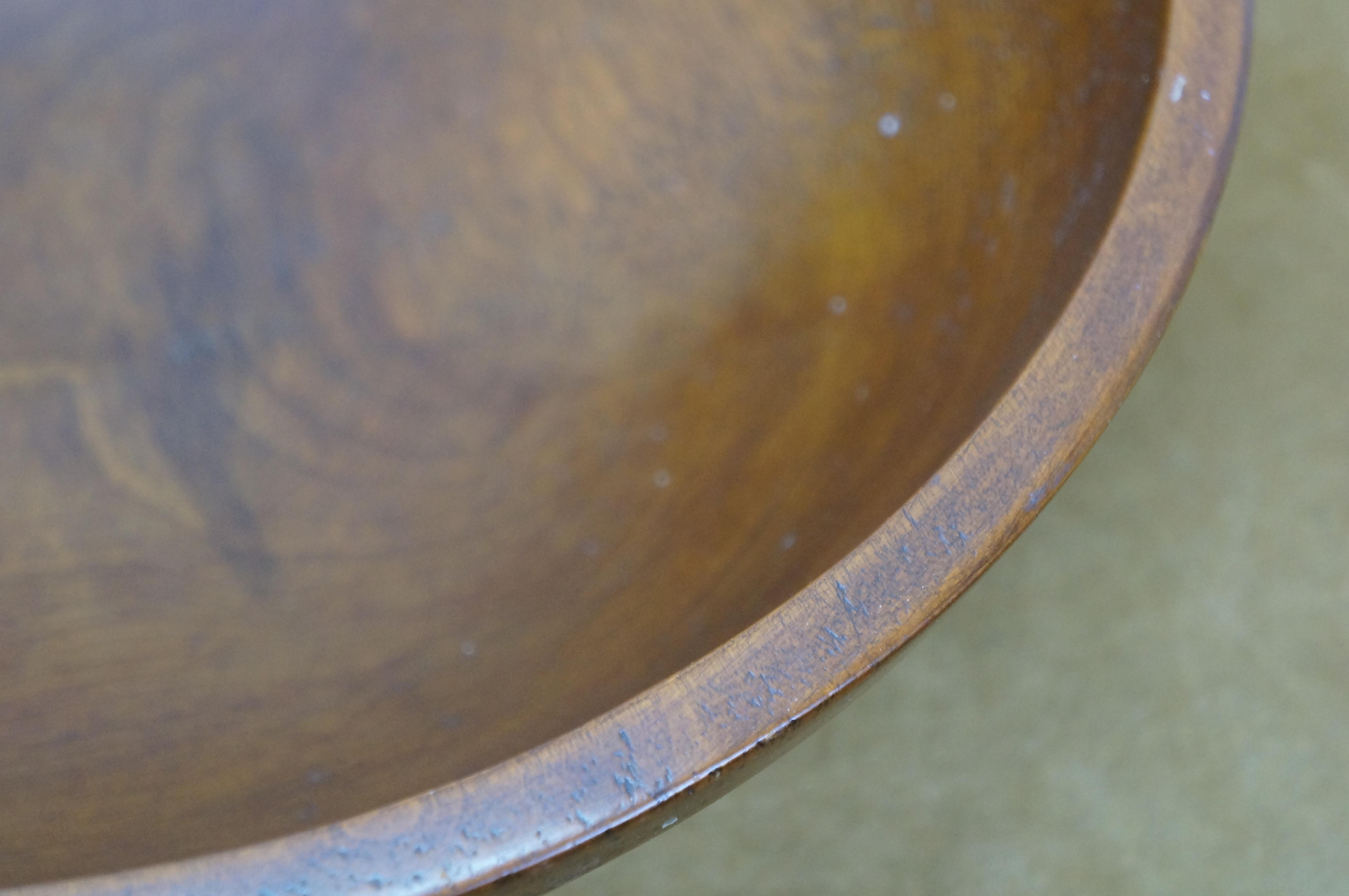 20th Century Antique Primitive Turned Maple Wood Farmhouse Dough Mixing Bowl 18