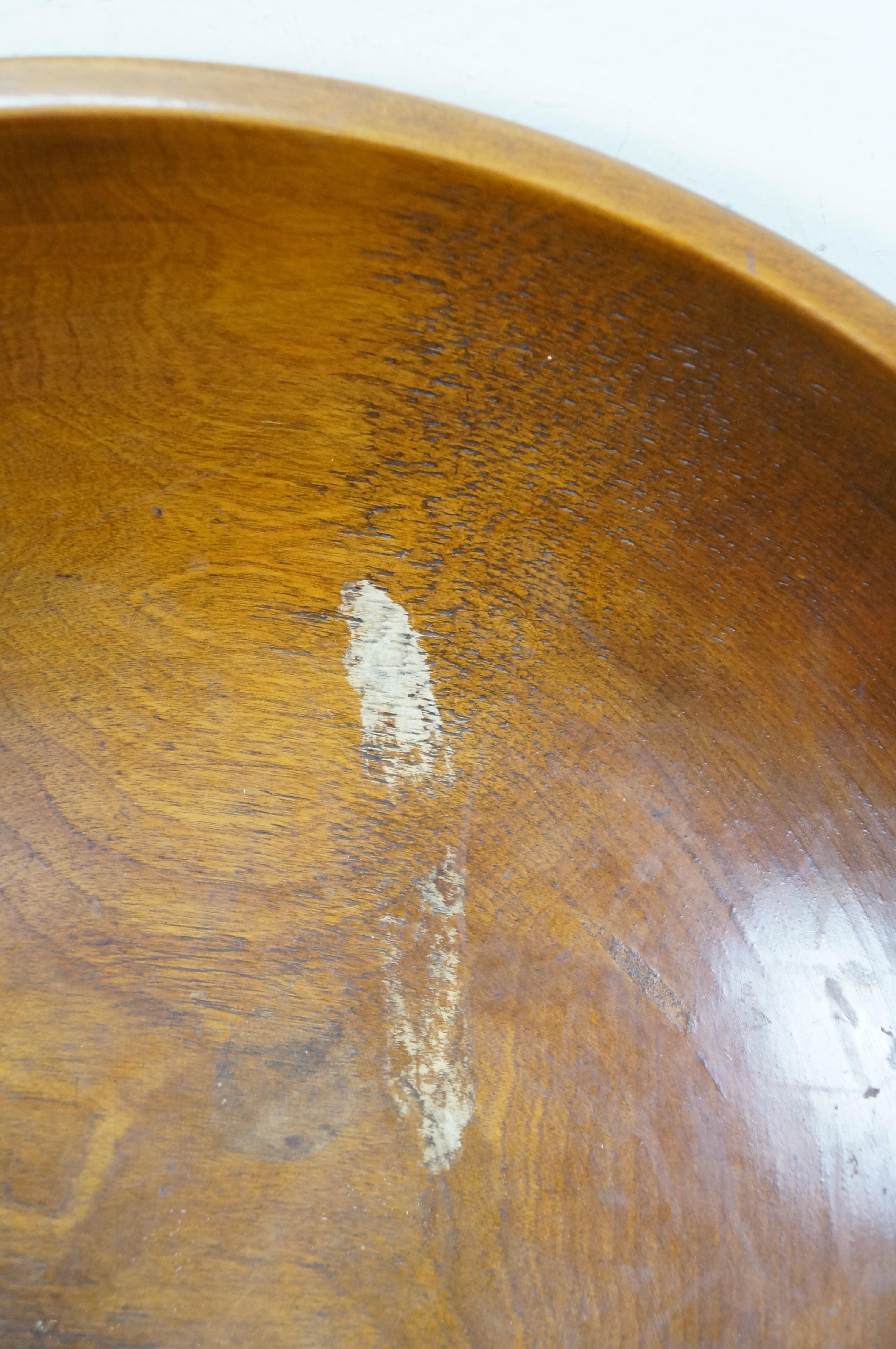 Antique Primitive Turned Maple Wood Farmhouse Dough Mixing Bowl 18