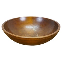 Antique Primitive Turned Maple Wood Farmhouse Dough Mixing Bowl 18"