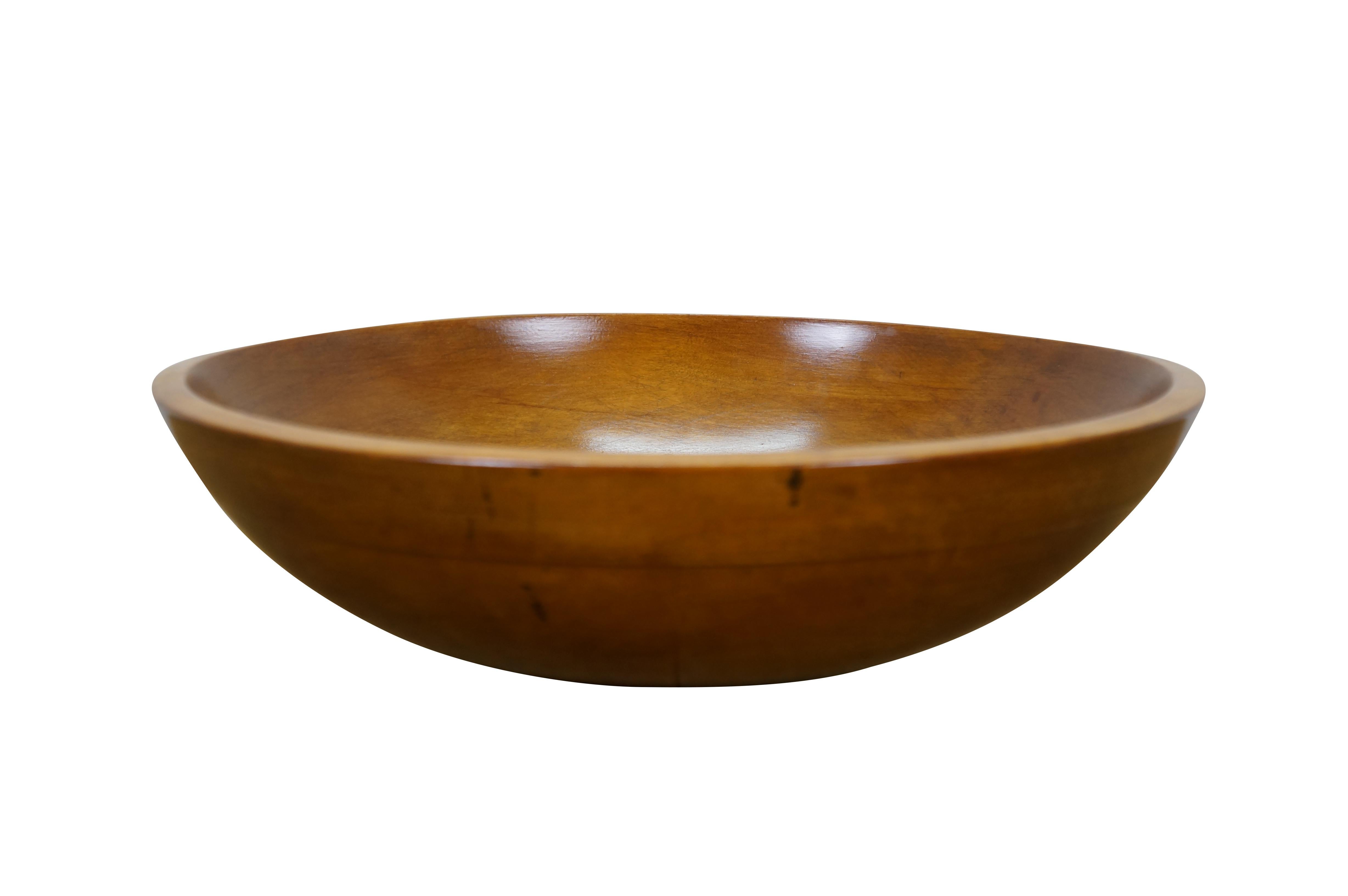American Antique Primitive Turned Maple Wood Farmhouse Dough Mixing Bowl Treen 15