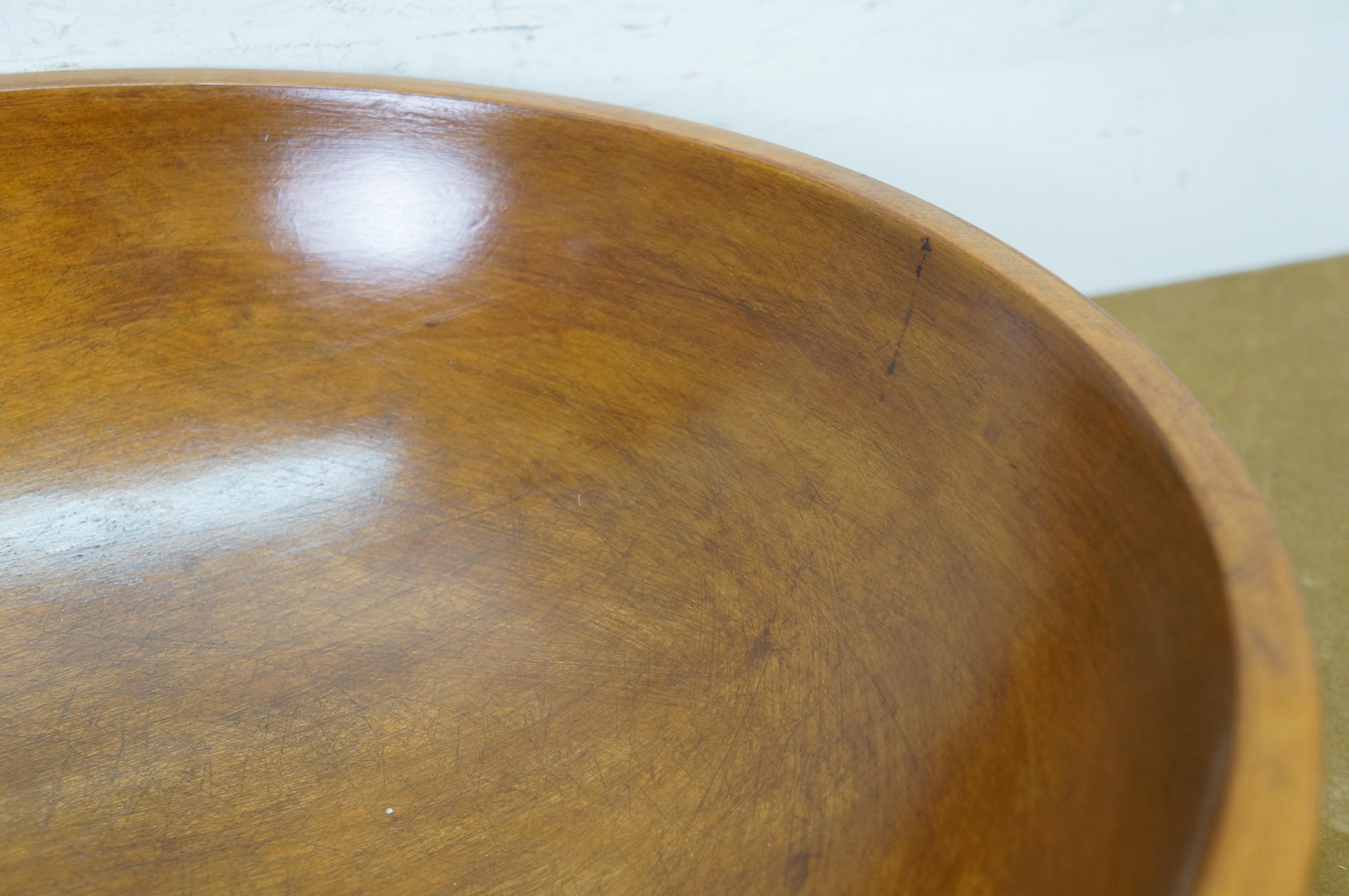 Antique Primitive Turned Maple Wood Farmhouse Dough Mixing Bowl Treen 15