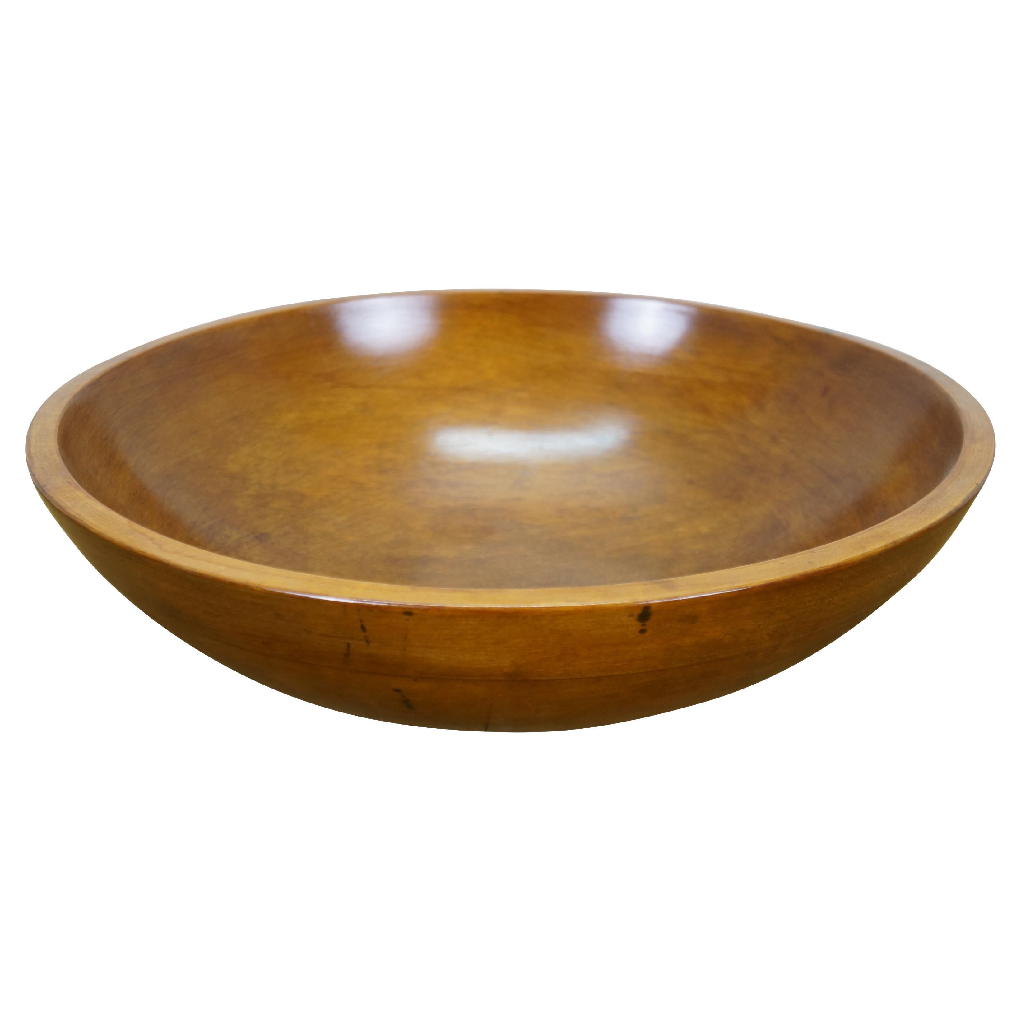Antique Primitive Turned Maple Wood Farmhouse Dough Mixing Bowl Treen 15"