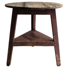 Antique Primitive Welsh Painted Pine Cricket Table, Early 19Th Century