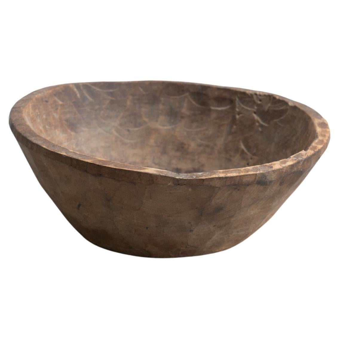 Antique Primitive Wood Bowl, circa 1960