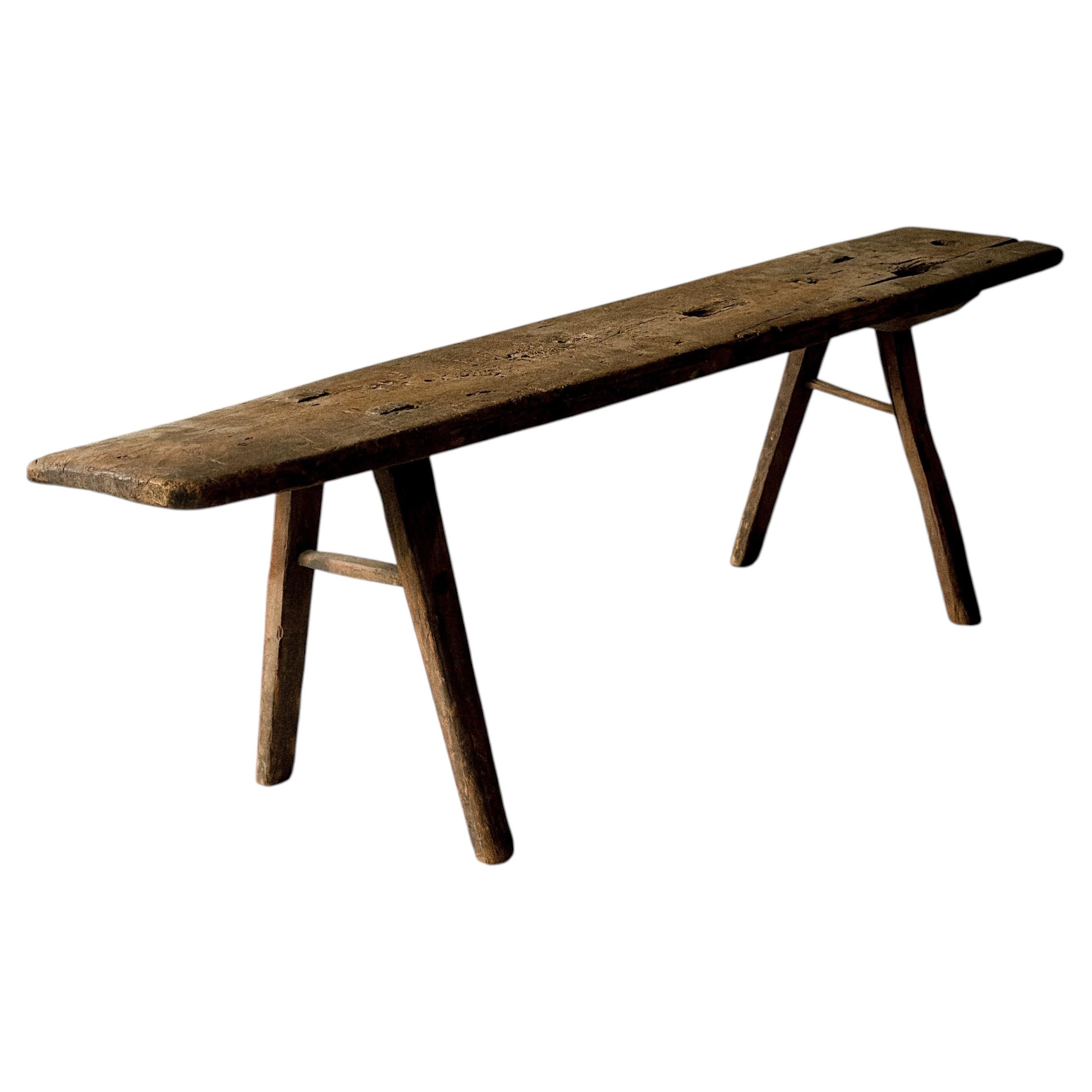 Antique Primitive Wooden Bench II in Pine, Scandinavia, 1800s