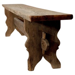 Antique Primitive Wooden Bench in Pine, Scandinavia, 1800s