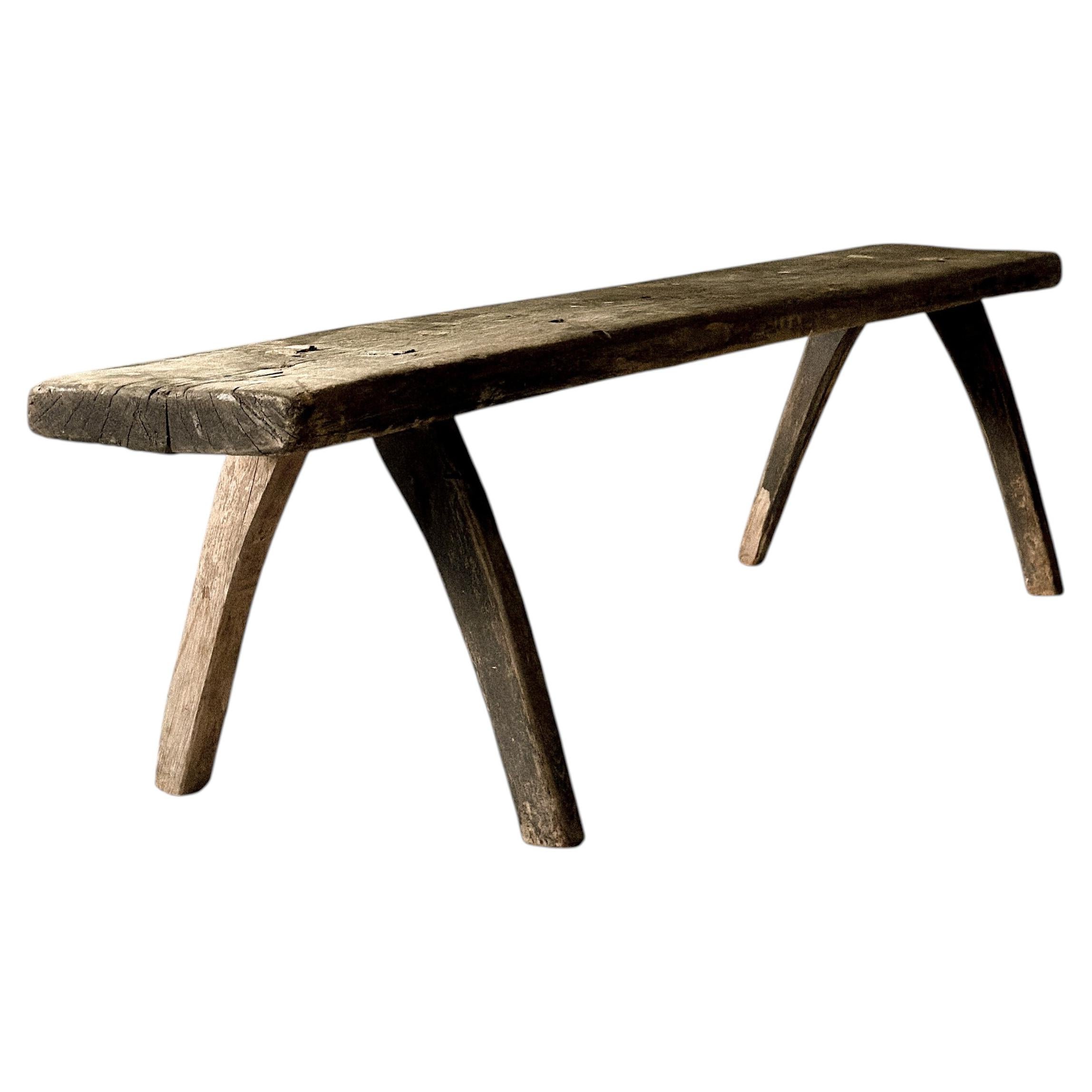 Antique Primitive Wooden Bench in Pine, Scandinavia, 1800s
