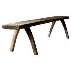 Antike primitive Holzbank aus Kiefernholz, Skandinavien, 1800er Jahre
