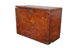 Antique Primitive Wooden Red Painted Folk Art Keepsake Letter Box 11"