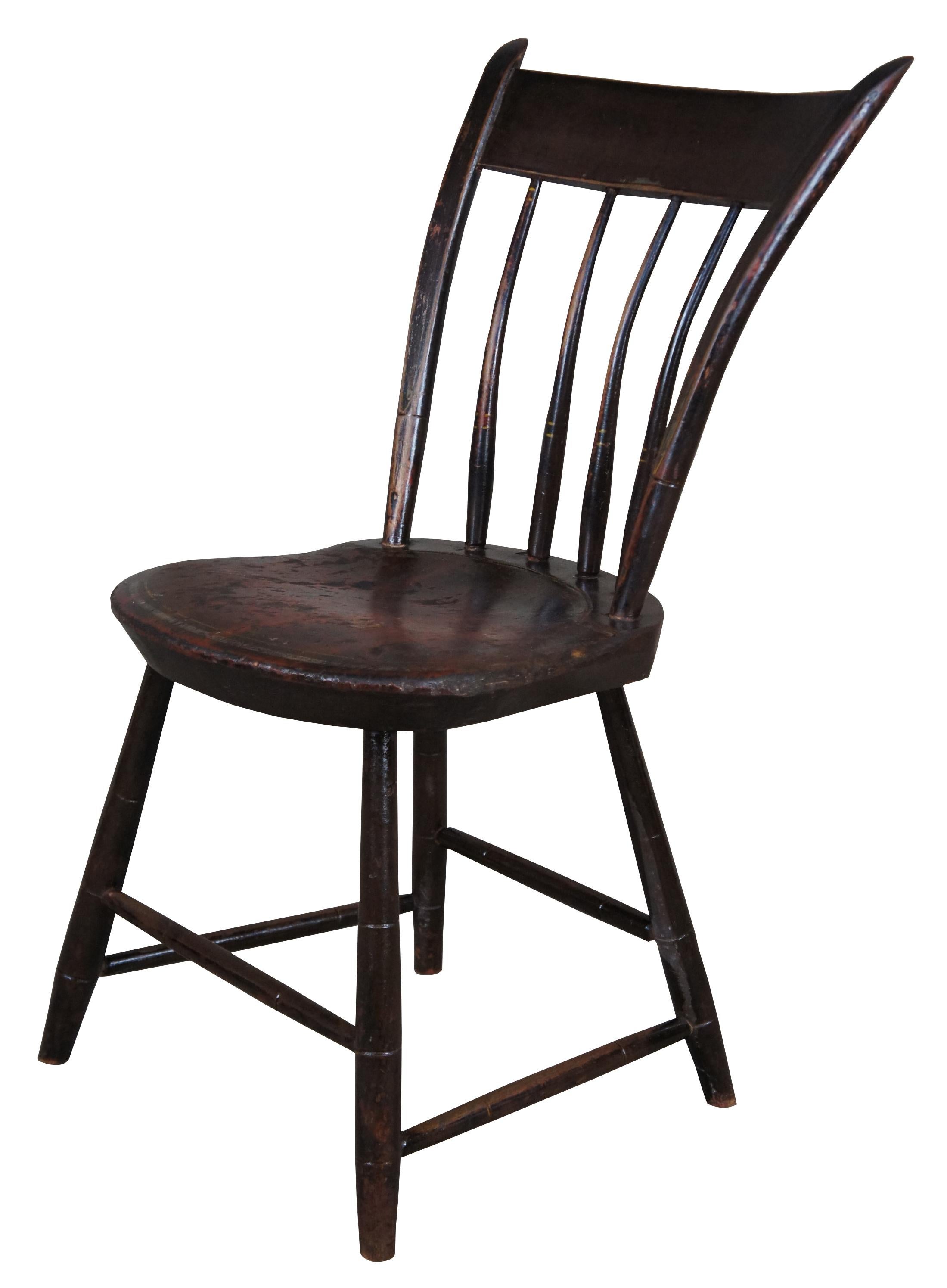 Country Antique Primitve Windsor Thumb Back Slat Back Side Dining Vanity Accent Chair 33