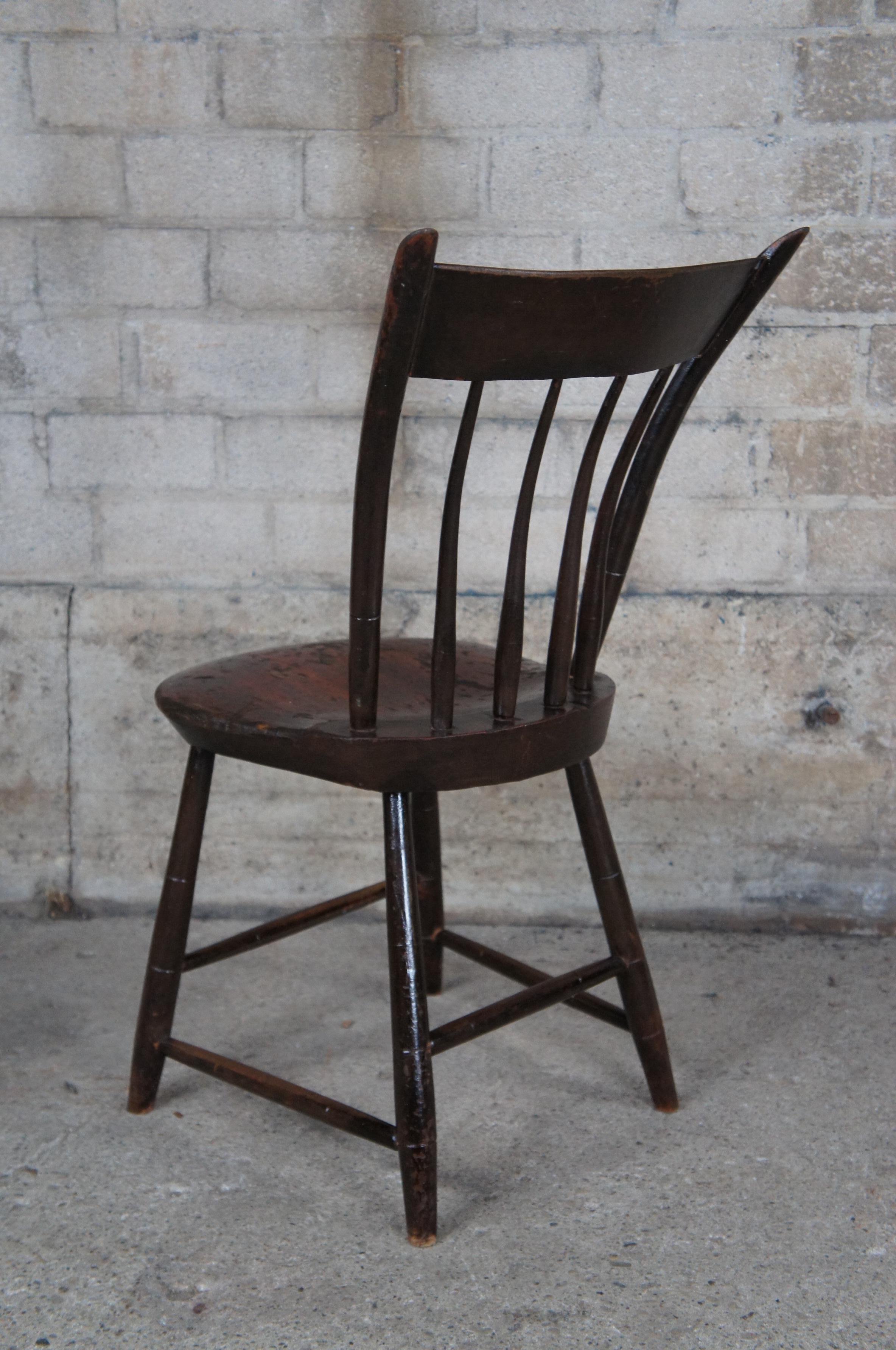 19th Century Antique Primitve Windsor Thumb Back Slat Back Side Dining Vanity Accent Chair 33