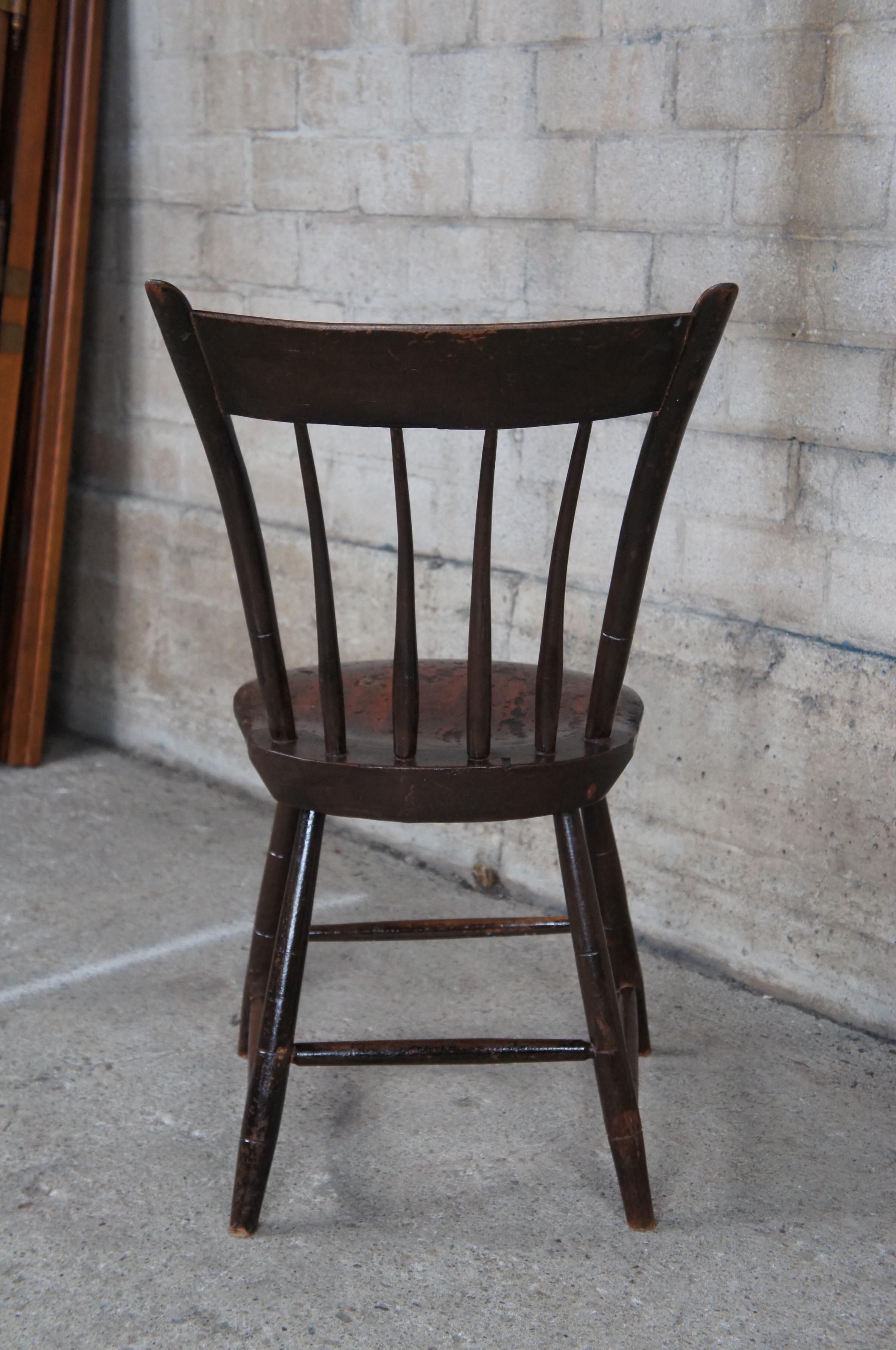 Hardwood Antique Primitve Windsor Thumb Back Slat Back Side Dining Vanity Accent Chair 33