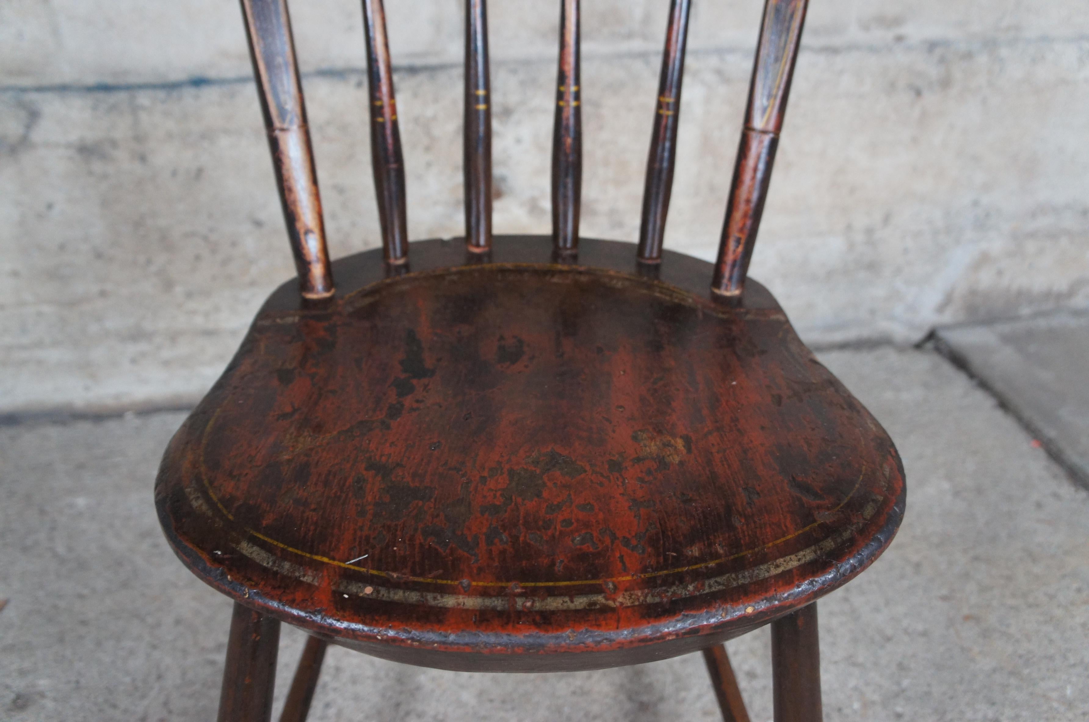 Antique Primitve Windsor Thumb Back Slat Back Side Dining Vanity Accent Chair 33 2