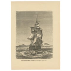 Antique Prin of the Austrian Frigate 'Novara' 'circa 1860'