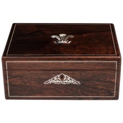 Used Prince of Wales Engraved Mother of Pearl Jewelry Box, 19th Century