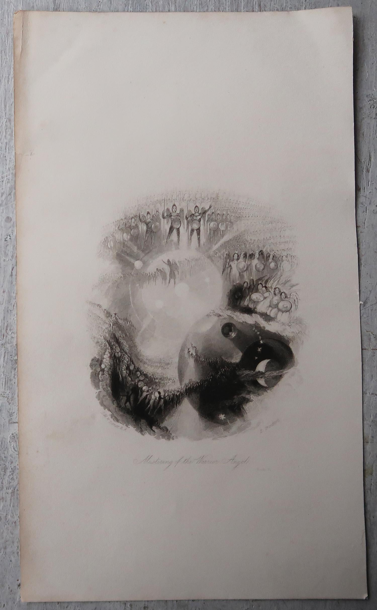 English Antique Print After J.M.W Turner. Mustering of the Warrior Angels, 1835