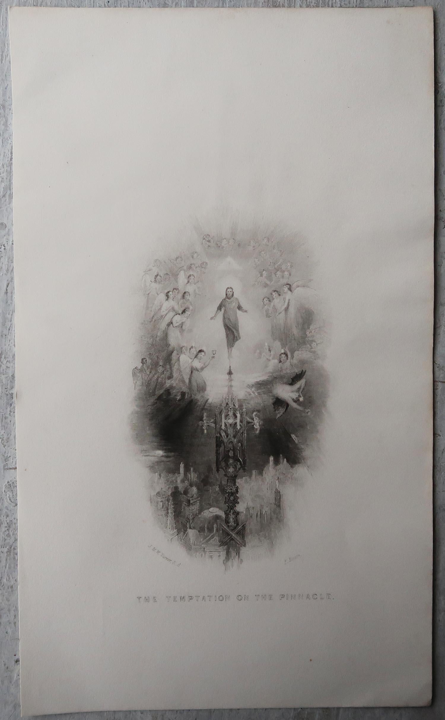 Romantic Antique Print After J.M.W Turner, the Temptation on the Pinnacle, 1835 For Sale