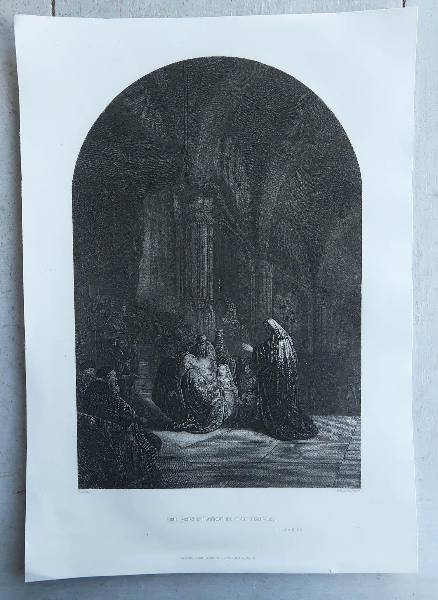 Baroque Antique Print After Rembrandt, The Presentation In The Temple, C.1850 For Sale