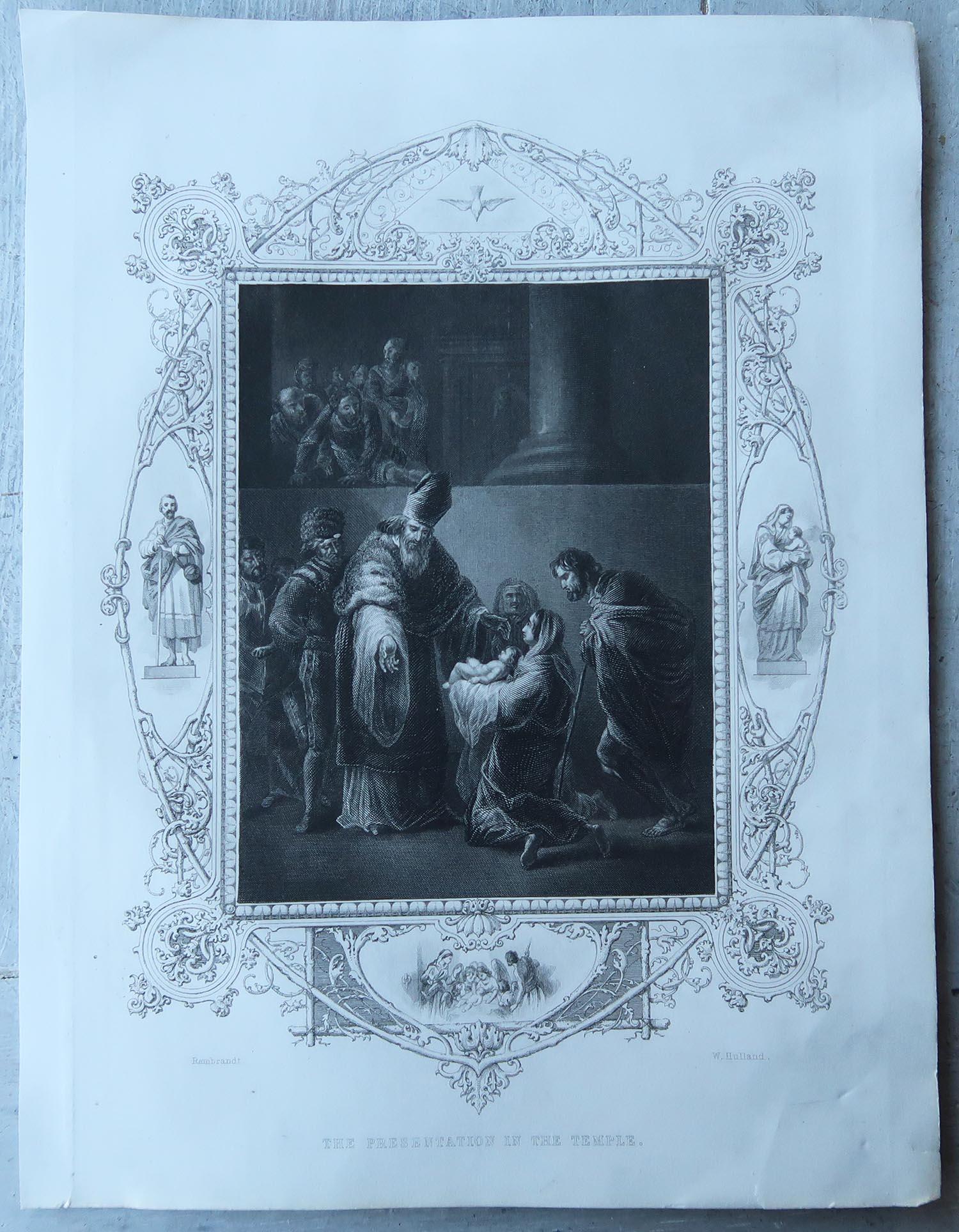 Anglais Impression ancienne d'aprs Rembrandt, La Prsentation dans le Temple, C.1850 en vente