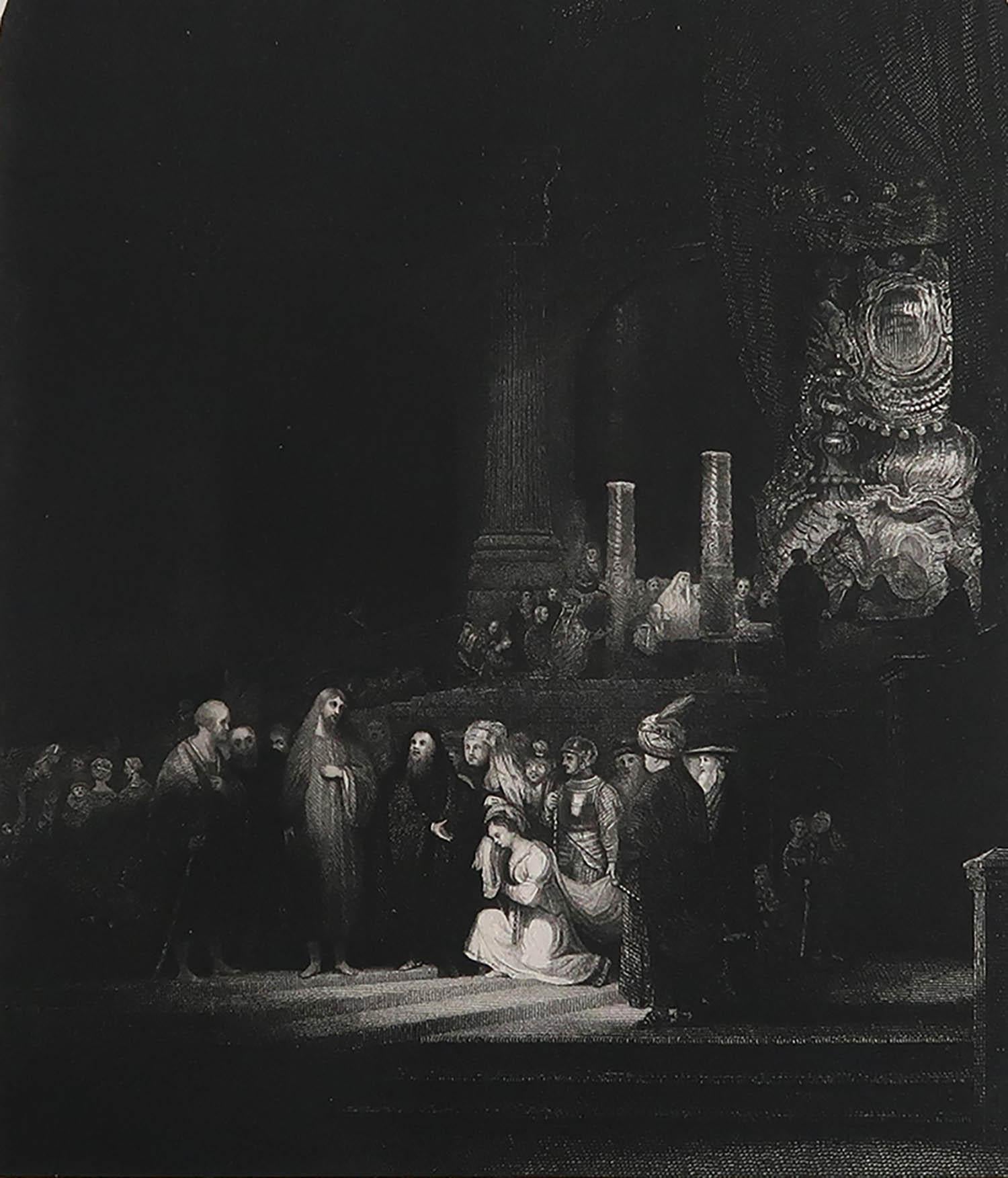 Wunderschönes Bild nach Rembrandt

Feiner Stahlstich. 

Herausgegeben von Jones & Co. in London. C.1850

Ungerahmt.

