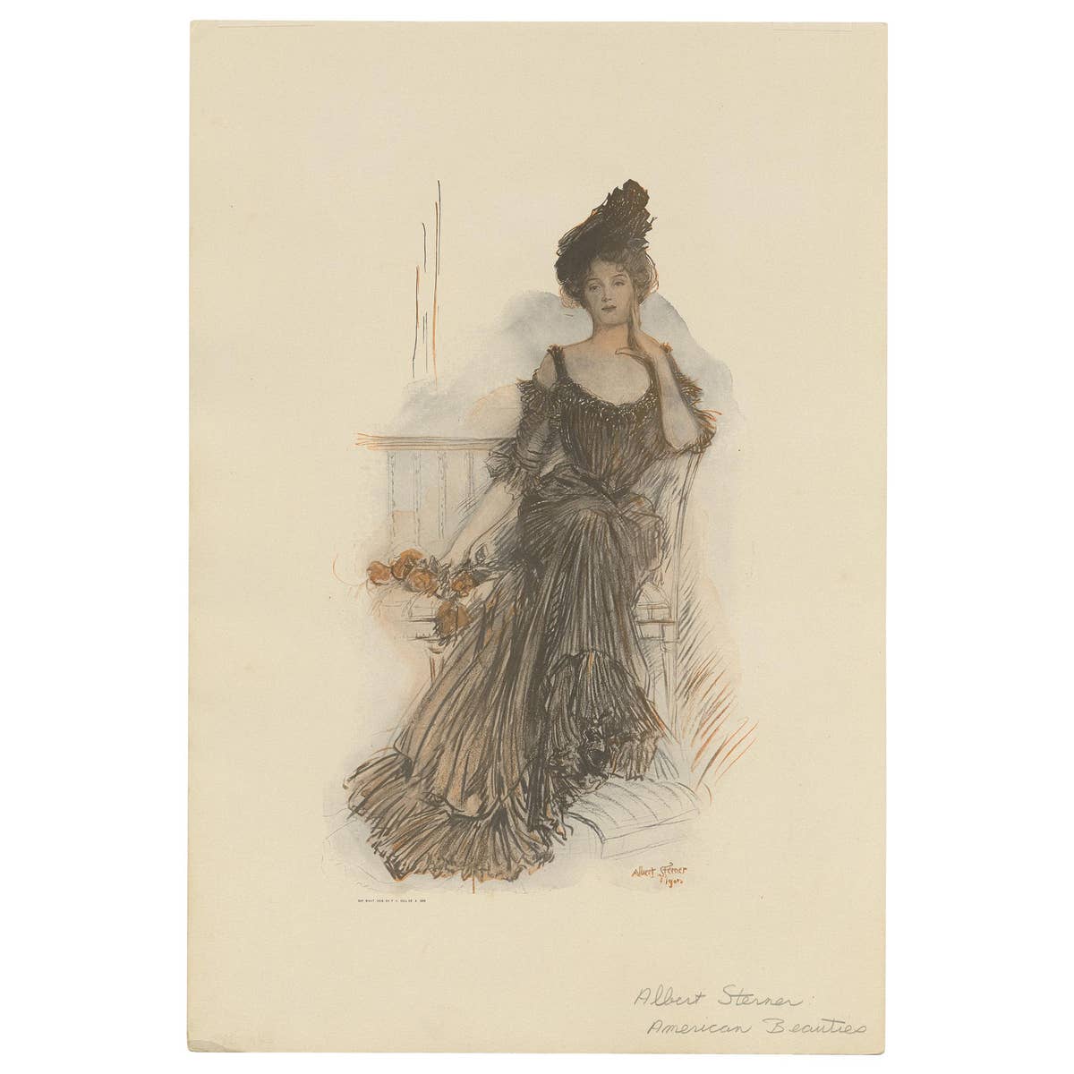 Antique Print 'American Beauties' Made after A. Sterner '1908'