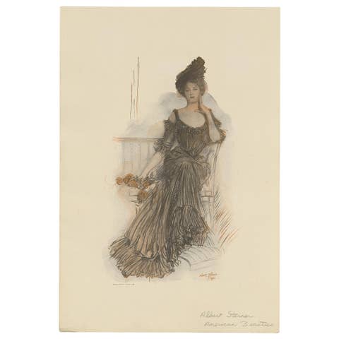 Antique Print 'American Beauties' Made after A. Sterner '1908'