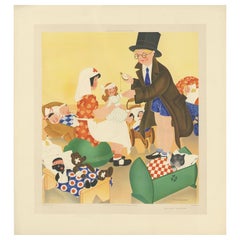 Gravure ancienne 'Anxious Moments' par W. Schermelé:: 1937