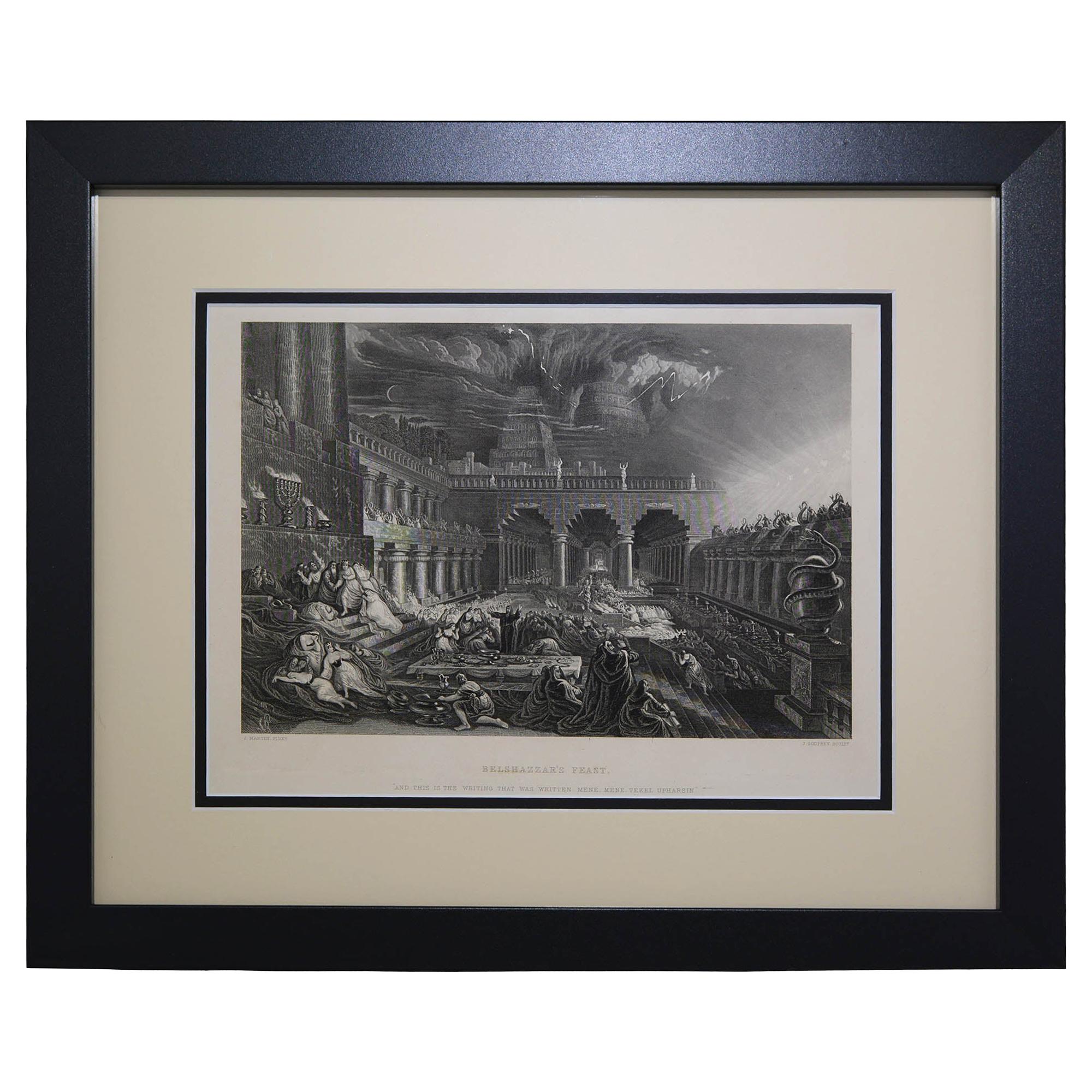 Antique Print "Belshazzar's Feast" Black Frame For Sale