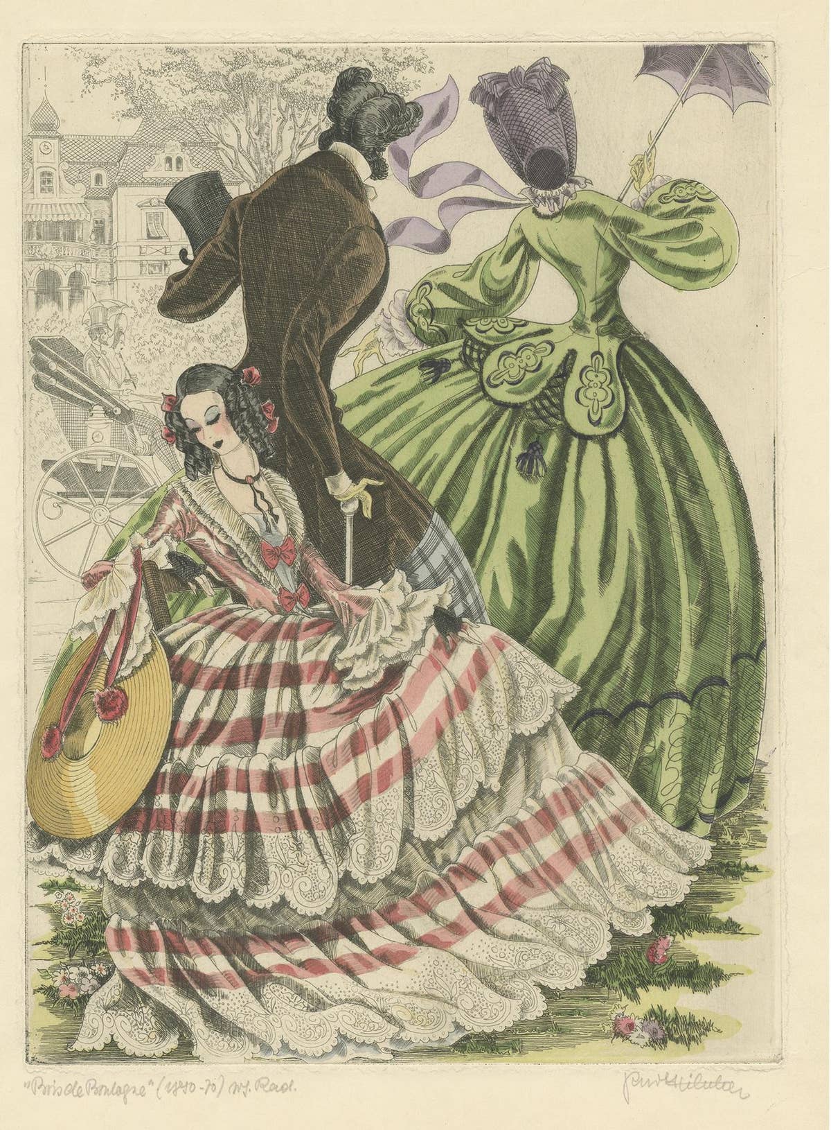 Antique Fashion Print by Kurt Hilscher, circa 1930