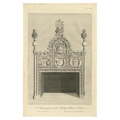 Impression ancienne représentant une cheminée d'Exeter, 1796
