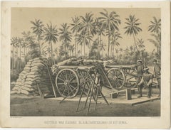 Antique Print Depicting a Military Scene with Canons, in Indonesia, 1784