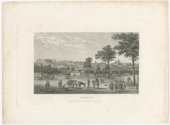 Antique Print Depicting a View of the City of Madrid, Capital of Spain, Ca.1840