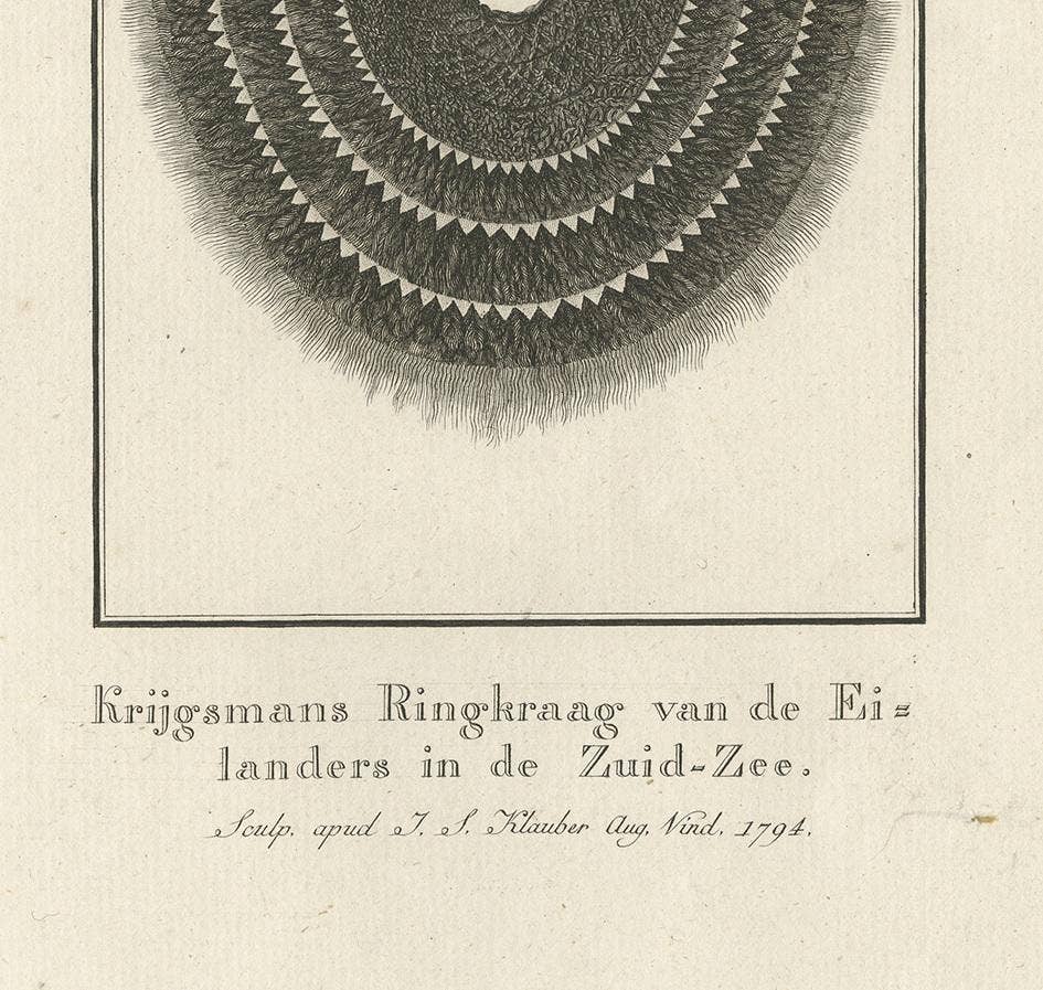Antique Print Depicting Part of a Native Costume by Cook, 1803