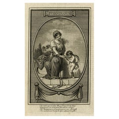 Antique Print Depicting the Personification of Temperance, ca.1780