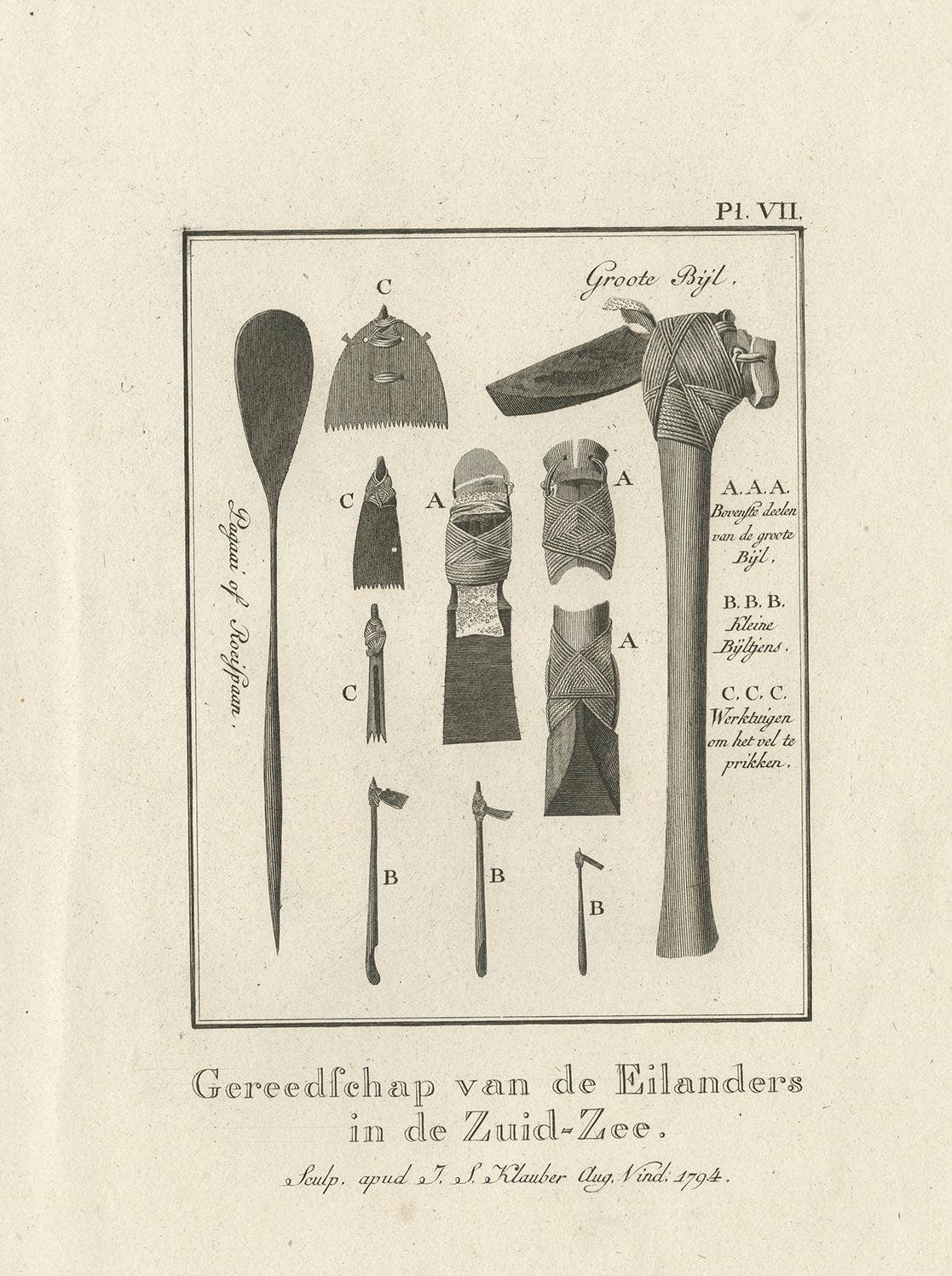 Antique Print depicting various Tools by Cook, 1803