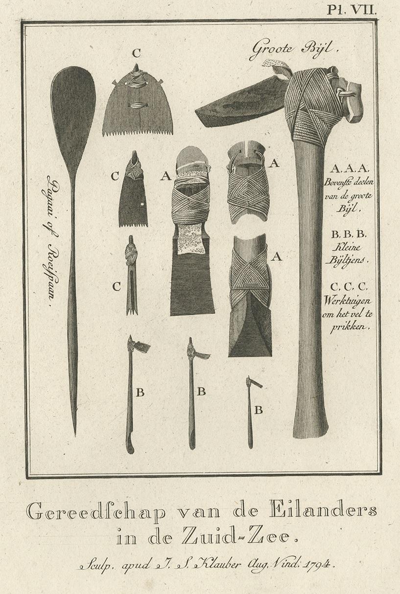 Dutch Antique Print depicting various Tools by Cook, 1803 For Sale